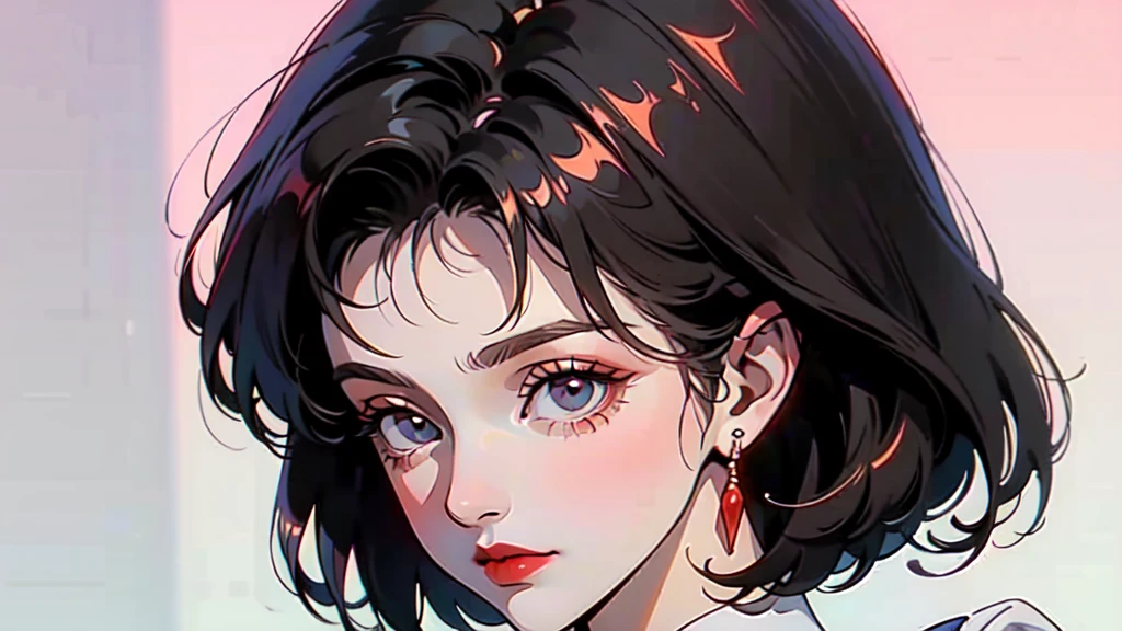  (masterpiece, Highest quality, Exquisite detail), (anime, figure), girl, alone, cool, short hair,Brick Background, Wearing a white shirt, Back view, At a slightly distant angle, There&#39;s paint on his face, There&#39;s writing on the wall
