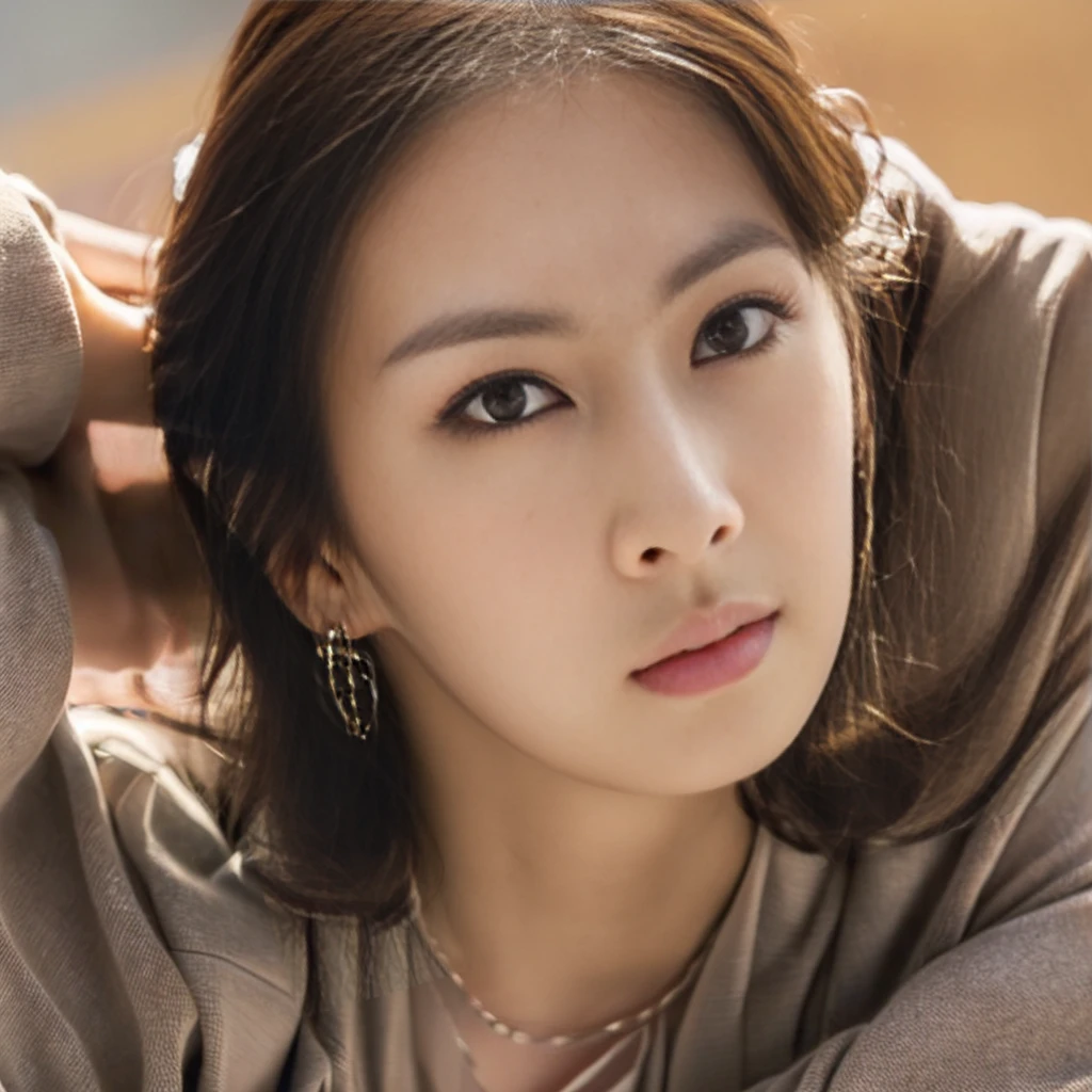  (超High resolution, masterpiece, Anatomically correct, Textured skin, Super Detail, Highest quality, High resolution, 8k, bloom, Front light:1.2, Perfect dynamic composition), (24-years-old, 1 person, Cute and sexy high school teacher, Sexy Face, Long face, Distant eyes, Gentle eyelids, Thin eyebrows, Gentle corner of the eye, Hawk-like nose:1.4, It will totally charm you, Eyes that feel erotic, A taste of beautiful eroticism, Too cute beauty), break, Absurd, (Wear a button-up shirt, Grey formal jacket), (Captivating smile:0.8), (View your viewers), (Long Hair, Inward curls, bangs, Smooth Hair), (Beige hair:1.2), (Chest close-up: 1.3), ((Very close relationship:1.4)), Mid-chest, ((Place your hands on the table:1.2, Facing each other across the table:1.2)), ((In the school library)), (Shooting from above:1.2), Keiko Kitagawa:1.4