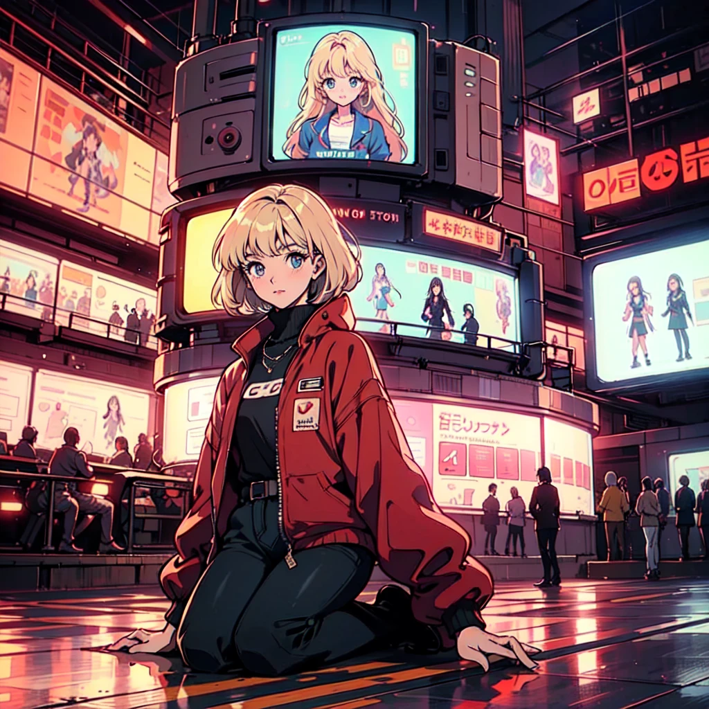 A city pop poster with a retro 80s feel、Imagine the album cover。With the highest quality anime illustrations、There is one blonde girl with short hair.。Her eyes shine blue、Dressed in rapper style clothing、I'm wearing headphones。
The image is in a dynamic pose.、Drawn from a novel angle。Created in high definition like 4K、Creates the feeling of being in a dark room。The room was lit by blue lights.、It has a fantastic atmosphere。The room is a small space like a 1K.、The window offers a view of downtown Shinjuku.。
This work depicts a night city enveloped in neon lights.、This will be a record that allows you to fully enjoy the charm of city pop.。