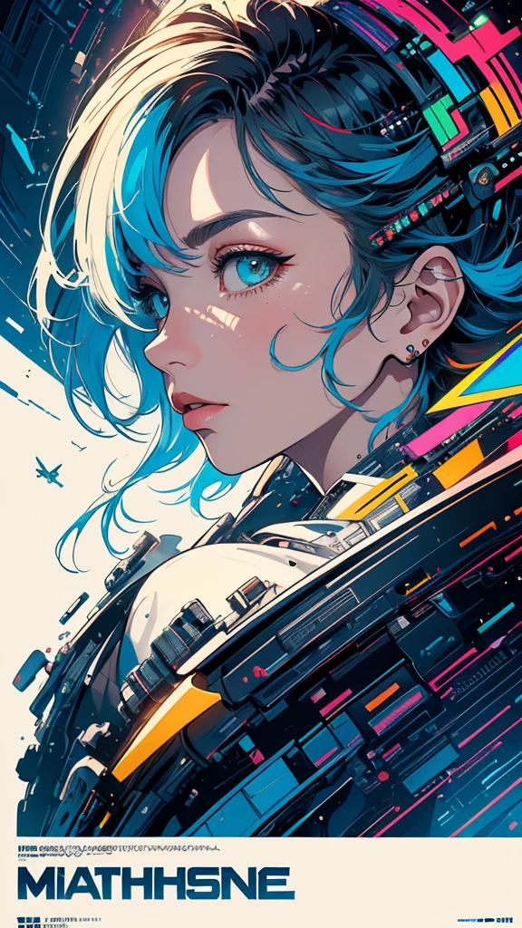 (((masterpiece, highest quality))),(((solo:1.2))),(((1girl:1.2))),32k wallpaper, very detailed, poster, vintage science fiction,(((((geometric cinematic movie poster))))), (bauhaus), shape,(((abstract))),(mid century modern),movie poster,(((((portfolio))))),(((((Close-up))))),(((((bust up))))),((((more various angle)))),(((highlight))),Vast landscape,((((heterochromia)))),(((complete. detailed face))),(((Extremely talented))),(((most complecated machine))),Colorful color scheme