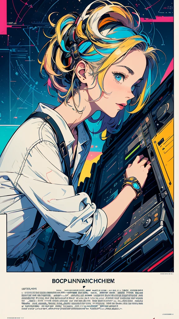 (((masterpiece, highest quality))),(((solo:1.2))),(((1girl:1.2))),32k wallpaper, very detailed, poster, vintage science fiction,(((((geometric cinematic movie poster))))), (bauhaus), shape,(((abstract))),(mid century modern),movie poster,(((((portfolio))))),(((((Close-up))))),(((((bust up))))),((((more various angle)))),(((highlight))),Vast landscape,((((heterochromia)))),(((complete. detailed face))),(((Extremely talented))),(((most complecated machine))),Colorful color scheme