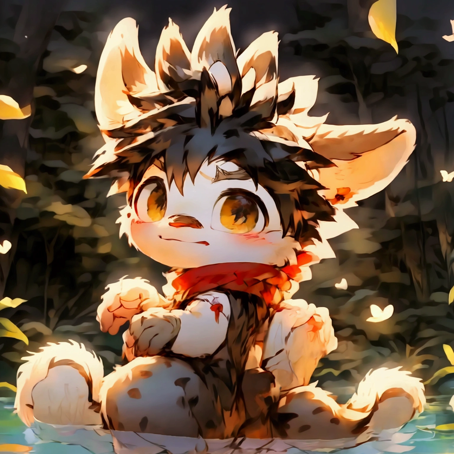 masterpiece，best quality，Gauss，Practical， 1Boya Focus，Solitary， （Delicate eyes and delicate face） , （Handsome face） , （Perfect anatomical structure） ，Thick eyebrows，Short hair details，Very fine details， 4K , 8K ，light，Amazing Art，Beautiful scenery  , （Deer bathing in a clear mountain spring） , （blue or white or red sexy） ，moisture，The Tree，Rios，Short hair details，view，彩色light，Very shy，Right hand，Beautiful flowers and green leaves，antlers，how，Toddlers，byPino Deheni, Carney announced, 1145, From him, Yes，