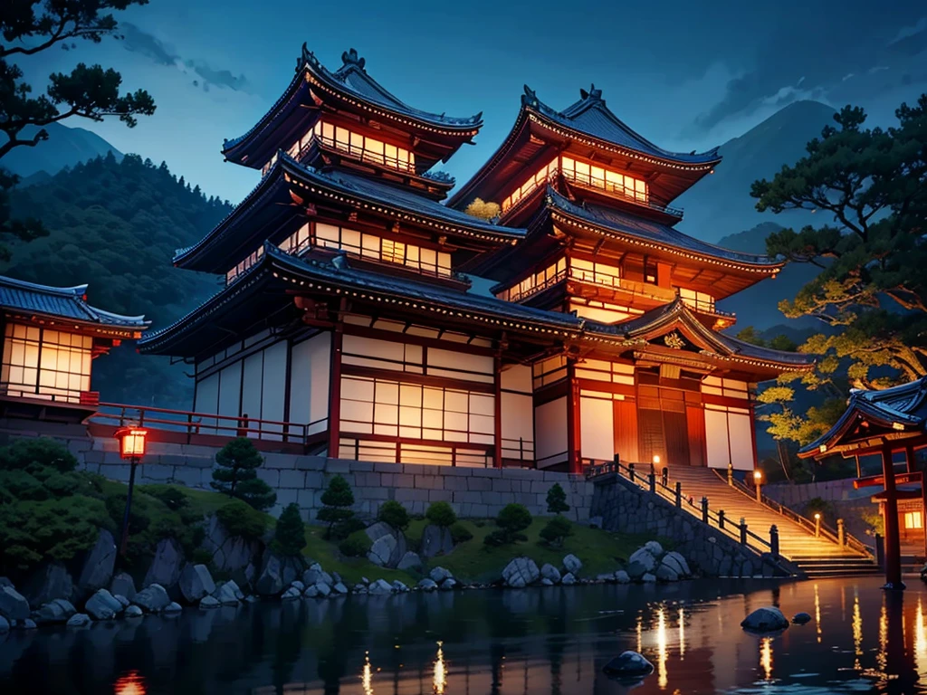 Japanese Shogun castle invthe night