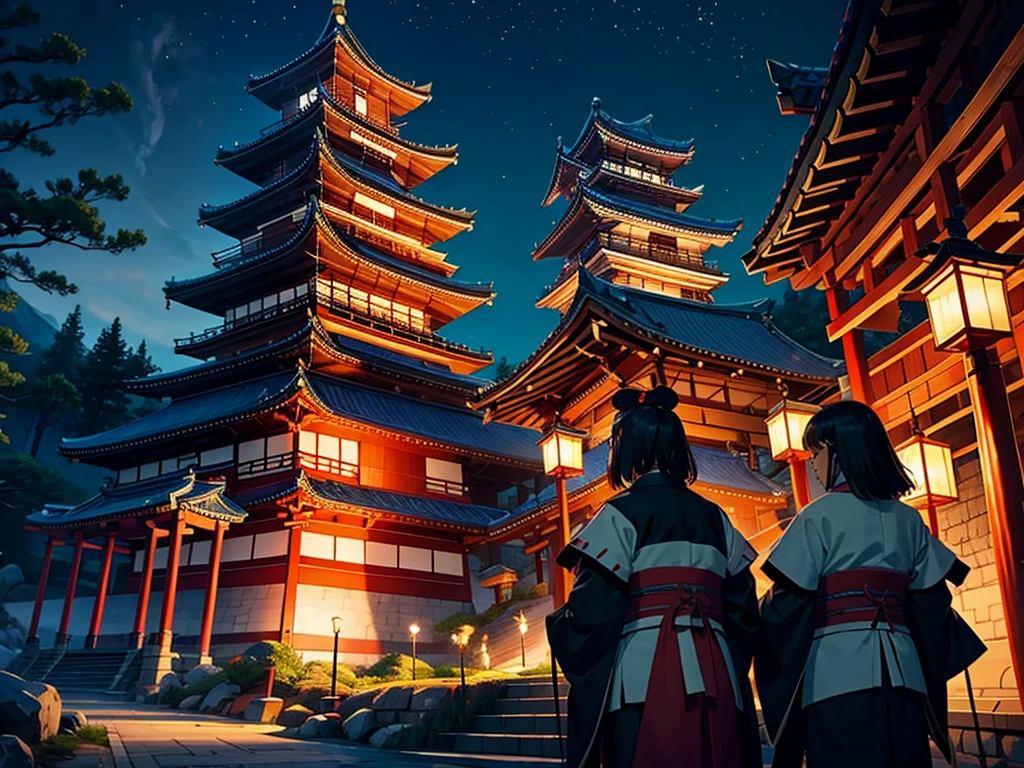 Japanese Shogun castle invthe night 