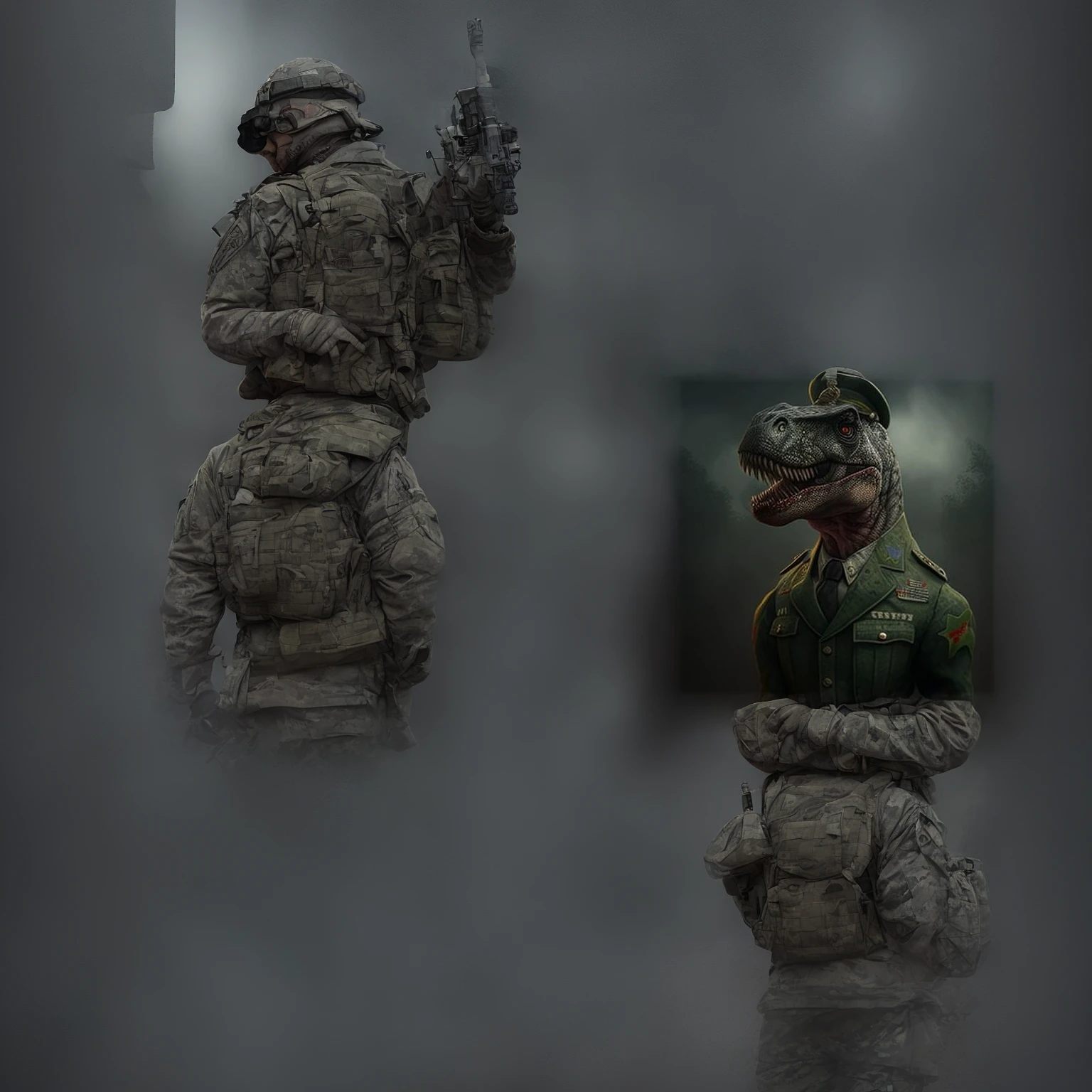 Be a soldier behind him.