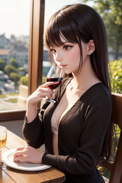 Woman drinking wine