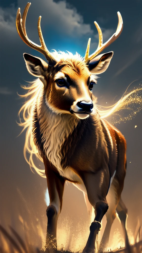 deer，gold，cool，force，Background sky