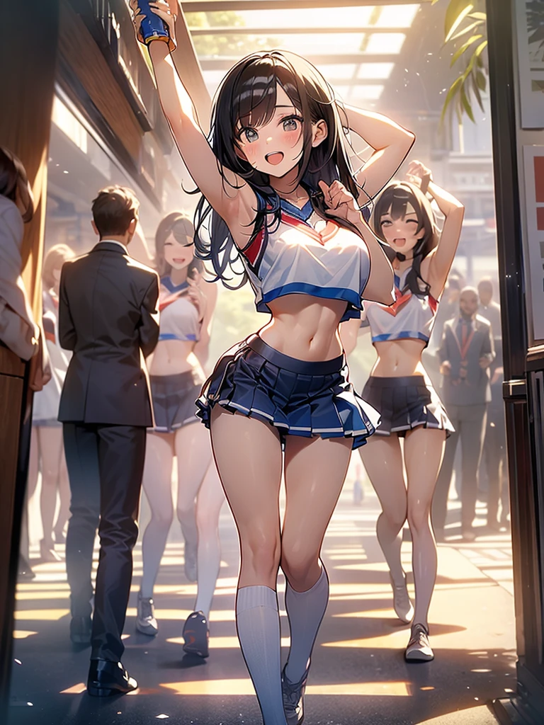 (solo), (1 skinny cheerleader rooting for viewer), (violently bouncing large breasts:1.2), cleavage, (dancing violently:1.2), shaking chest, open legs, lifting own leg up, BREAK, (short cheer uniform), sleeveless, bared stomach, flapping too short skirt. show off thigh gap, long skinny legs, bared legs, nsfw, orgasm, heavy breathing, pussy juice,
กระโปรง เปิด มองเห็น กางเกงใน, กางเกงในสีขาว, camel toe, เปิดกระโปรง โชว์กางเกงใน, ชุดรัดรูป,