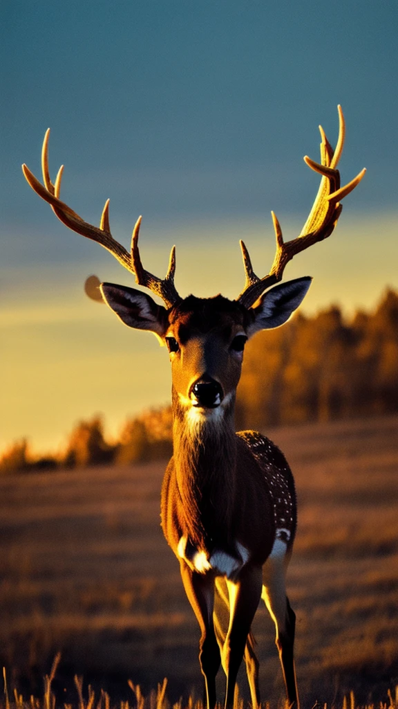 deer，gold，cool，force，Background sky