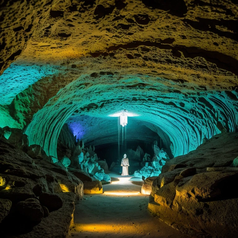 Mystic Grotto is characterized by its labyrinthine tunnels and chambers, many of which are adorned with luminescent crystals and natural rock formations. The grotto features multiple entrances, each leading to a different part of the cave system, but its exact location is kept secret and known only to a few.