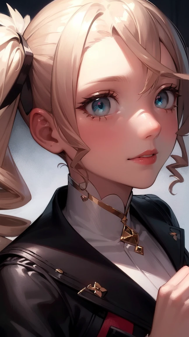 alishadef,side ponytail, drill hair, smile,
BREAK (masterpiece:1.2), best quality, high resolution, unity 8k wallpaper, (illustration:0.8), (beautiful detailed eyes:1.6), extremely detailed face, perfect lighting, extremely detailed CG, (perfect hands, perfect anatomy),perfect face,