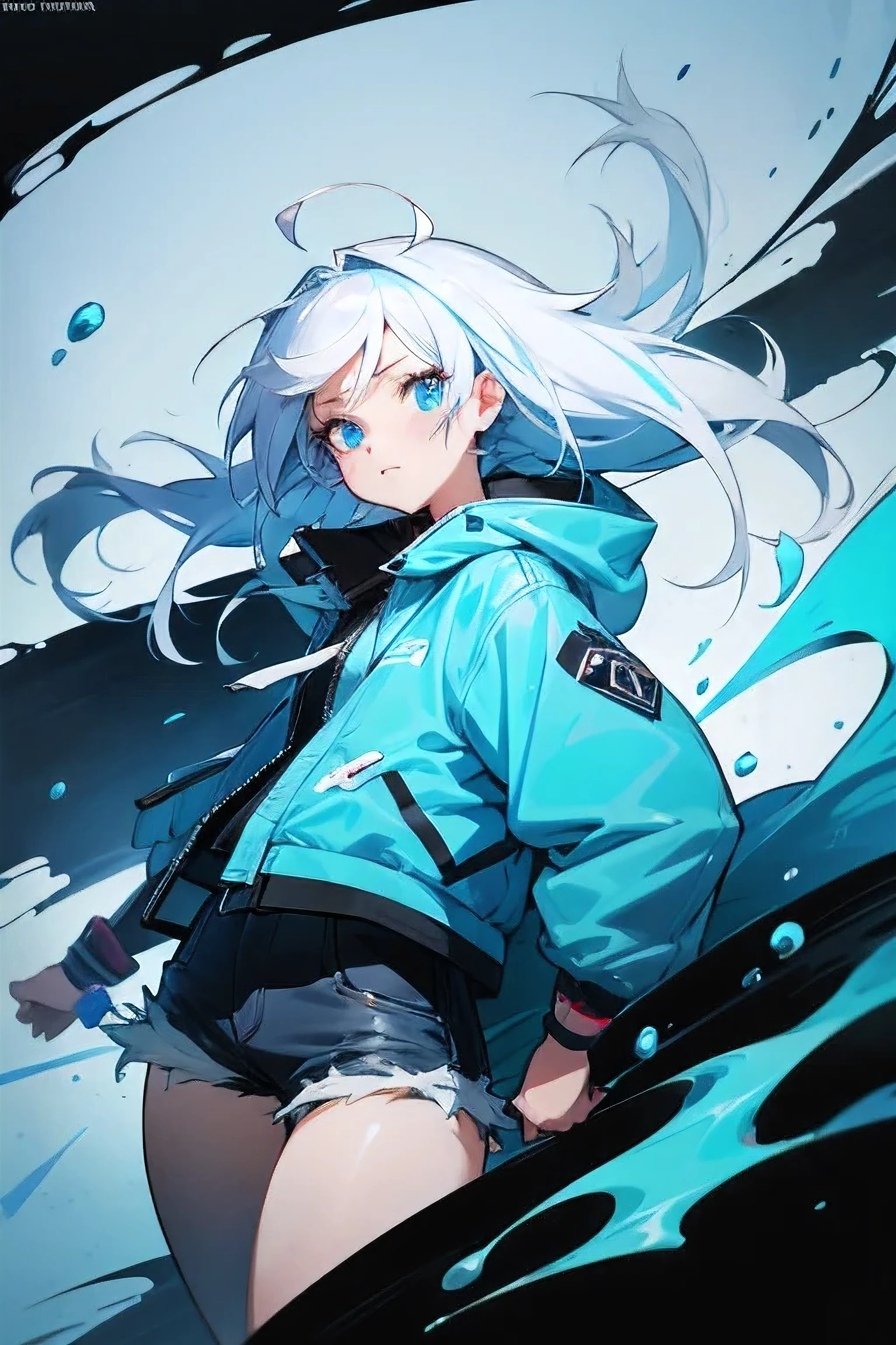 anime girl with black,blue and white hairs and blue eyes wearing a blue jacket, an anime drawing by Kamagurka, pixiv, auto-destructive art, anime visual of a cute girl, anime moe artstyle, anime style 4 k, detailed digital anime art, clean detailed anime art, cute anime girl, splash art anime , , anime style. 8k
