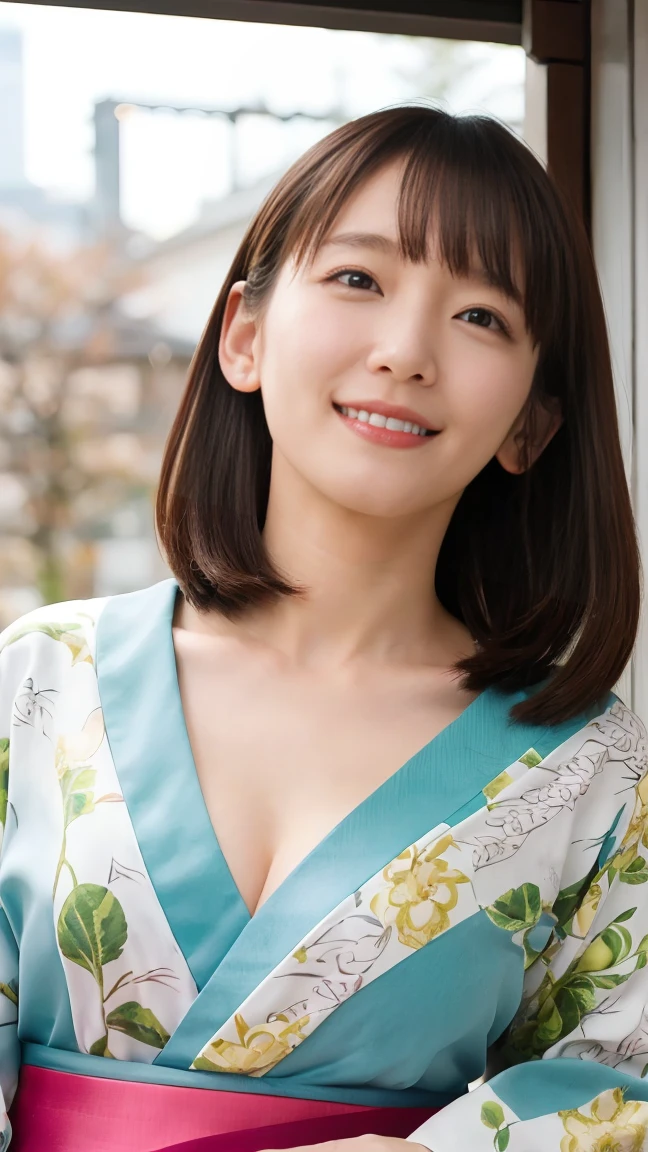 (1 female),beauty,Beautiful Face,smile,(furisode:1.2),A dignified appearance,Plump Style,(Saggy breasts:1.3)、(Peeking into this、Front view),Focus on the chest,Ultra-realistic,Ultra-high resolution,highest quality,8k,masterpiece,(random location)、The cutest Yoshioka Riho,( smile:0.8),(sexy posing:1.3)