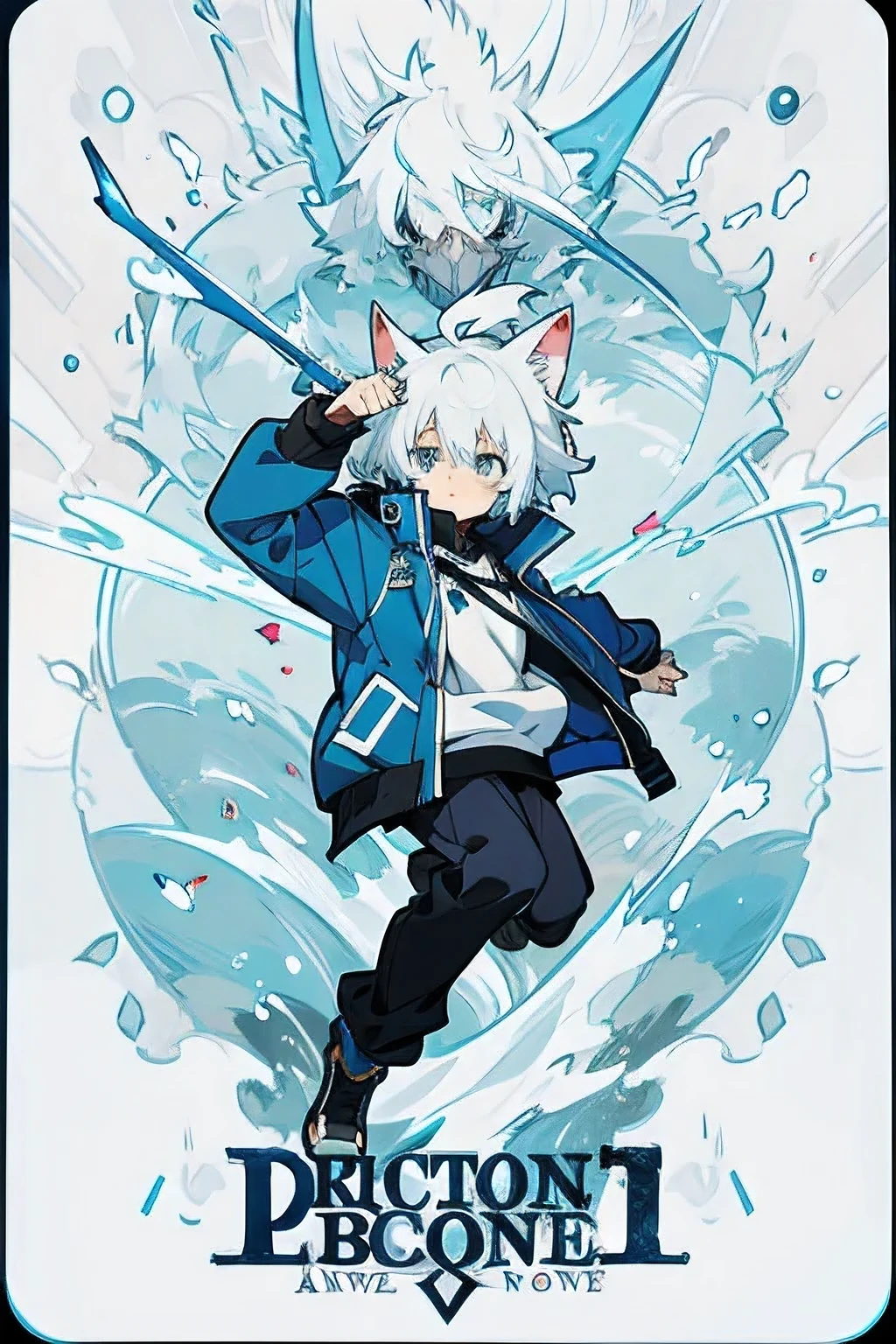 anime cat boy with black,blue and white hairs and blue eyes wearing a blue jacket, an anime drawing by Kamagurka, pixiv, auto-destructive art, anime visual of a cute girl, anime moe artstyle, anime style 4 k, detailed digital anime art, clean detailed anime art, cute anime girl, splash art anime , , anime style. 8k
