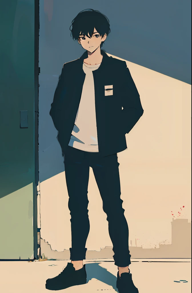 A cool young boy, standing