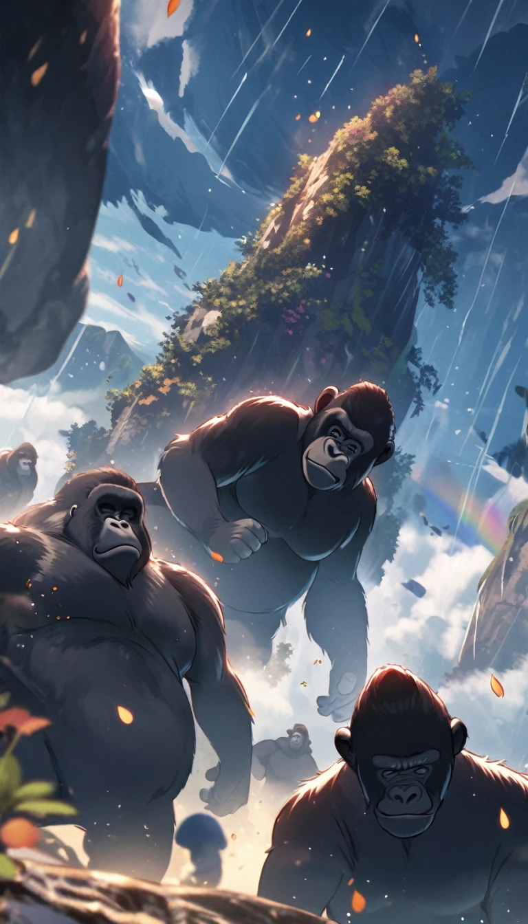 Gorillas fall from the mountain sky like raindrops.