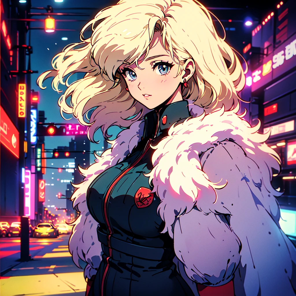 A city pop poster with a retro 80s feel、Imagine the album cover。With the highest quality anime illustrations、There is one blonde girl with short hair.。Her eyes shine blue、Dressed in rapper style clothing、He has a blue rose tattoo on his neck.、I'm wearing headphones。
The image is in a dynamic pose.、Drawn from a novel angle。Created in high definition like 4K、Creates the feeling of being in a dark room。The room was lit by blue lights.、It has a fantastic atmosphere。The room is a small space like a 1K.、The window offers a view of downtown Shinjuku.。
This work depicts a night city enveloped in neon lights.、This will be a record that allows you to fully enjoy the charm of city pop.。