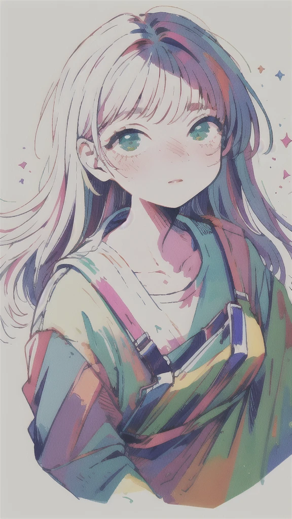 (masterpiece, best quality), 1girl,   watercolor, lineart, rough sketch, RGB, chromatic aberration