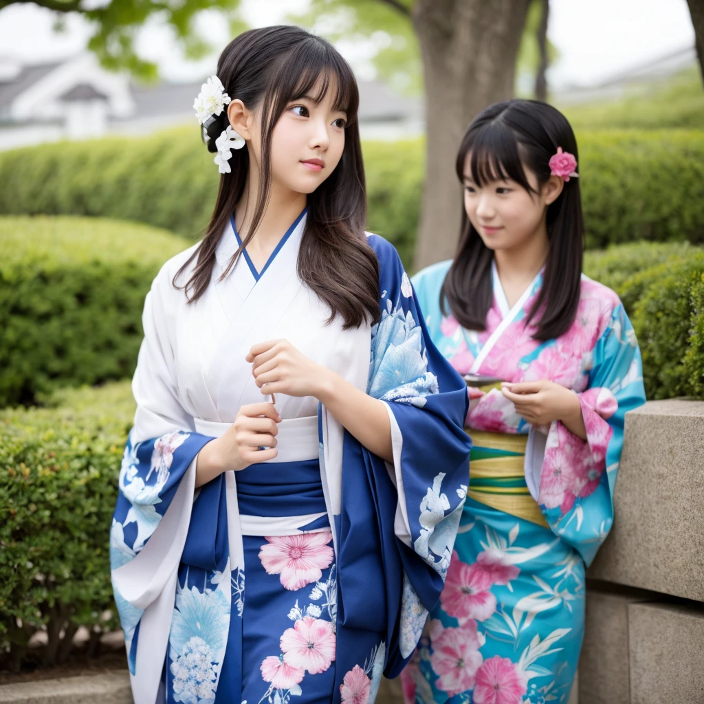 beautiful girl, Excellent figure, Young, shy, in a kimono
