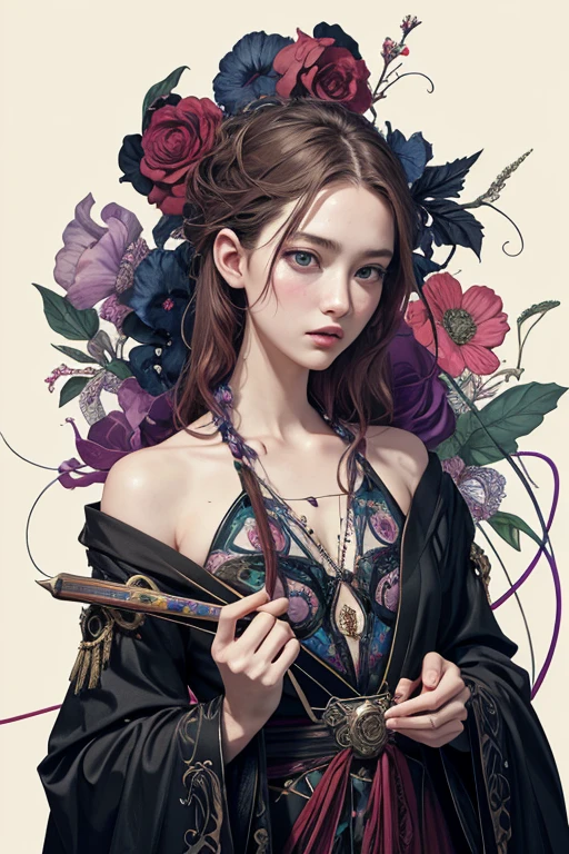 offcial art,Unity 8k wallpaper,ultra - detailed,Beauty and aesthetics,tmasterpiece,best qualtiy,(zentangle,datura,Tangles,entangled),(s fractal art:1.3),1girl,The is very detailed,dynamic angle,cowboyshot,The most beautiful form of chaos,elegant,Fauvist design,vivd colour,James Jean,robbie devi antono,ross tran,francis bacon,michal mraz,adrian ghenie,petra cortright,gerhard richter,takato yamamoto,Ashley Wood,Atmospheric,A note of ecstasy,streaming musical notes visible