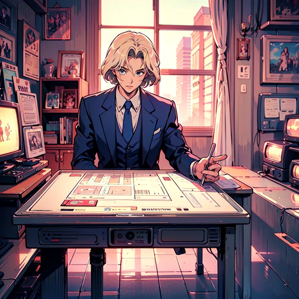 A city pop poster with a retro 80s feel、Imagine the album cover。With the highest quality anime illustrations、There is one blonde girl with short hair.。Her eyes shine blue、Dressed in rapper style clothing、He has a blue rose tattoo on his neck.、I'm wearing headphones。
The image is in a dynamic pose.、Drawn from a novel angle。Created in high definition like 4K、Creates the feeling of being in a dark room。The room was lit by blue lights.、It has a fantastic atmosphere。The room is a small space like a 1K.、The window offers a view of downtown Shinjuku.。
This work depicts a night city enveloped in neon lights.、This will be a record that allows you to fully enjoy the charm of city pop.。