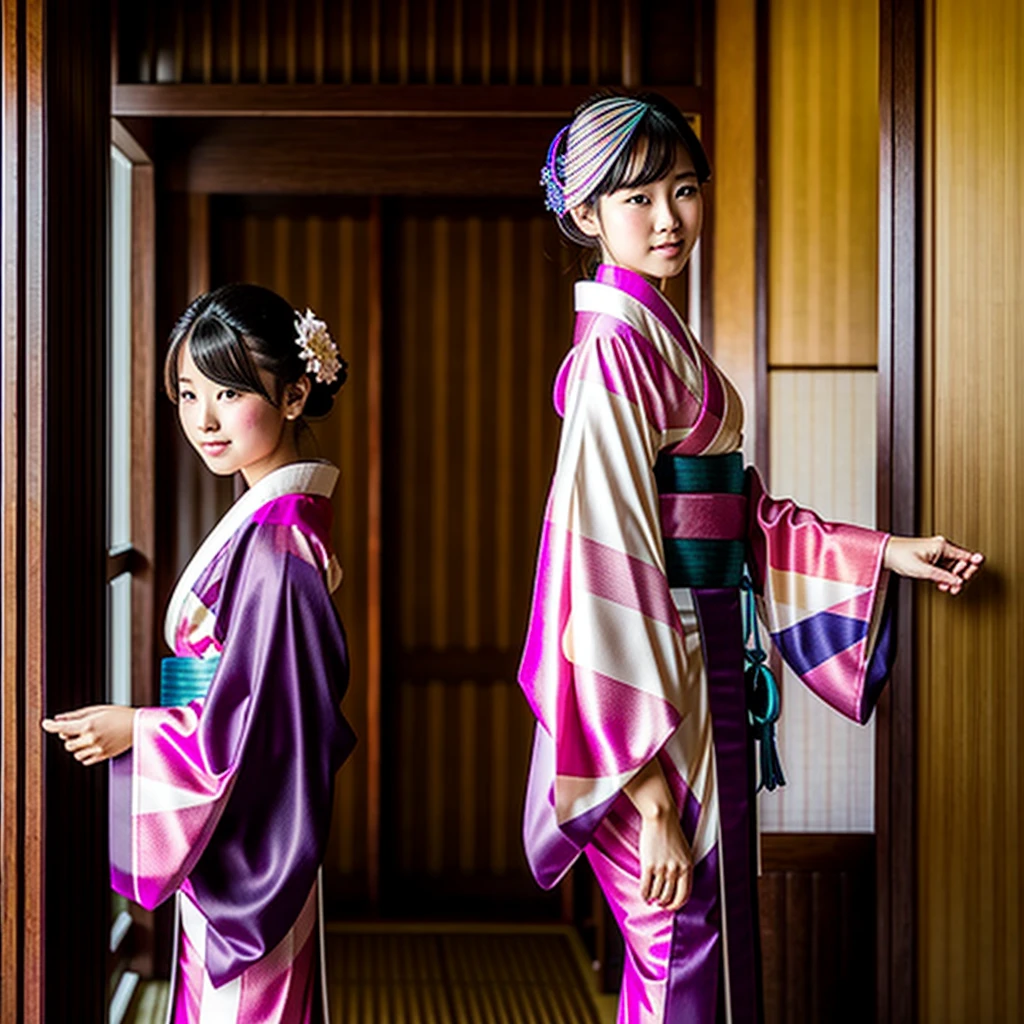 beautiful girl, Excellent figure, Young, shy, in a kimono