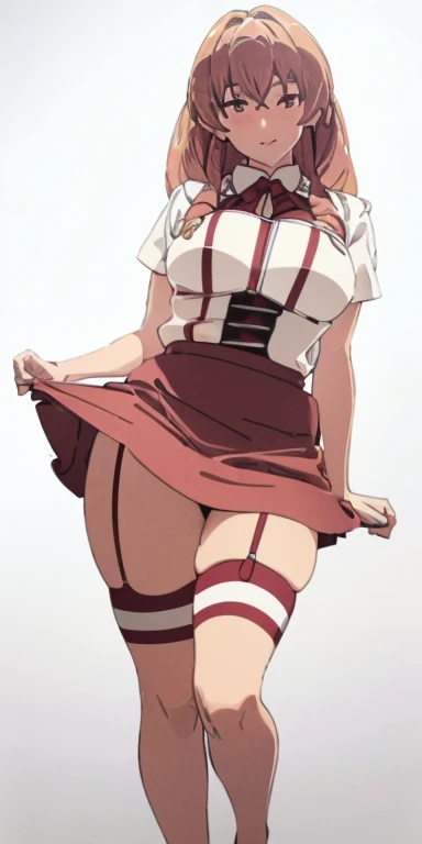(High resolution,realist:1.2),beautiful,beautiful mother , in a kitchen, mother with apron, mother with red and sexy underwear, lifts her skirt to show her underwear, happy look, by rubio, by the wide.