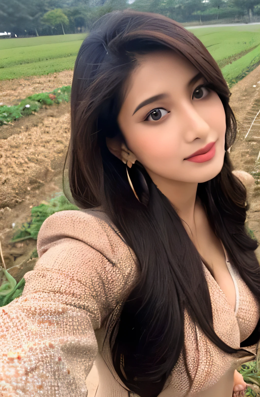Taking selfie in desi farm wearing suit salwar. (Big boobs)