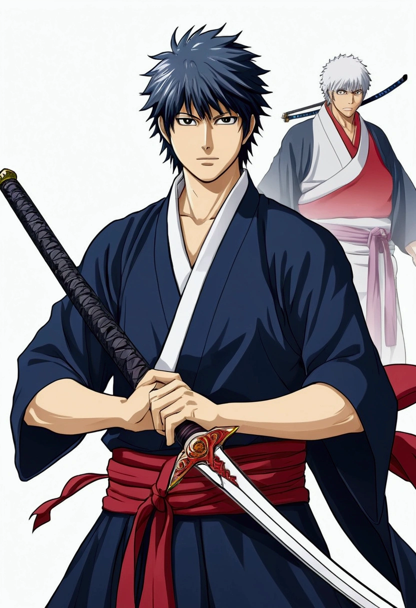 Cartoon of a man with a sword in his hand, Anime drawings inspired by Okumura Masanobu., Trending on pixiv, What is it??, Bleached manga style, ichigo kurosaki, best anime characters design, Handsome young man in the art of defeating demons, anime characters, Shikanosuke Yagaki, Hijikata Toshiro from Gintama