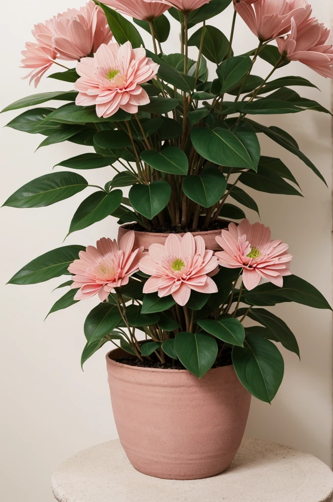 Create a wonderful image of a big plant plant is full covered with fresh pink flowers create a wonderful image