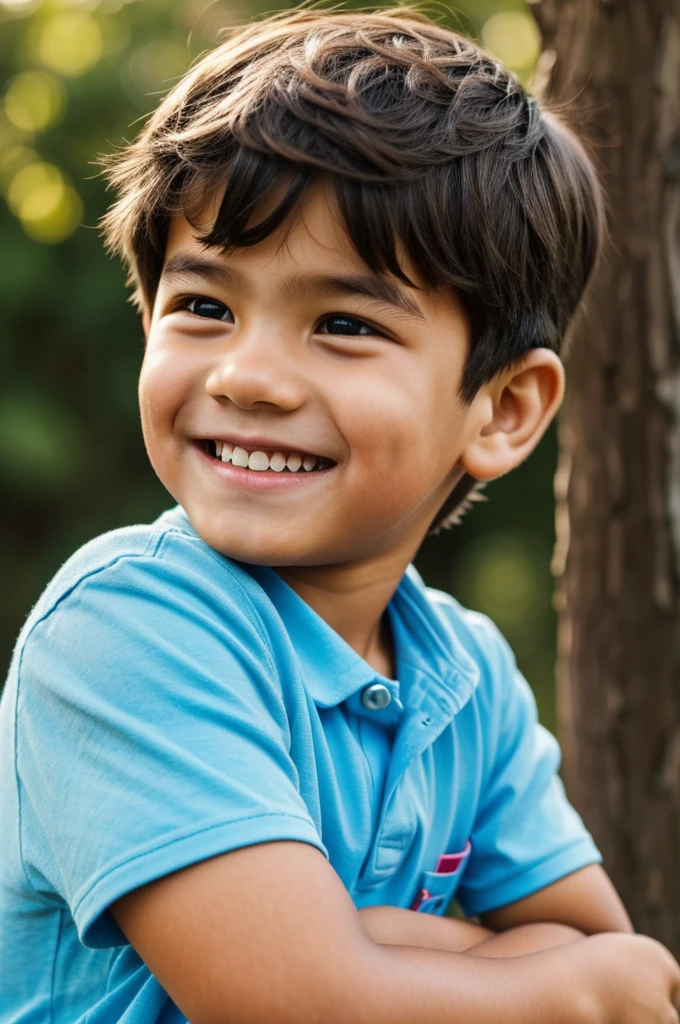 Boy thinking someone with smil