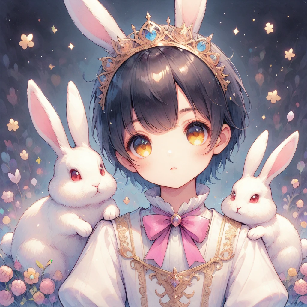 Black Hair,Golden Eyes,mash,Prince,There is a rabbit