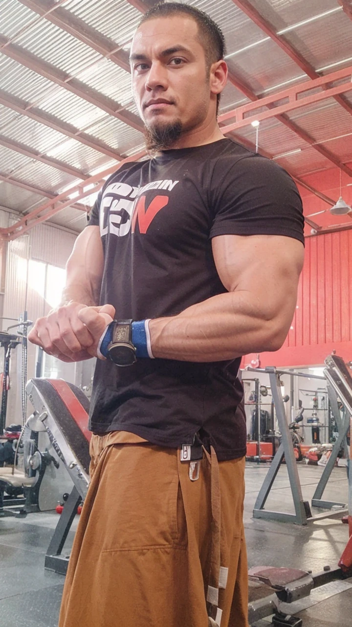 more muscular and dont change the face