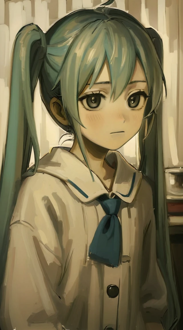 hatsune miku,best quality, aesthetic, by iwzry, by solipsist, 1girl, young girl