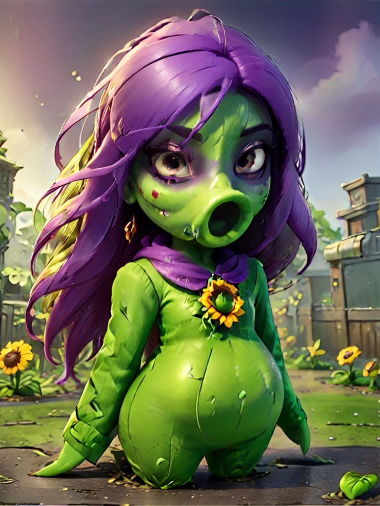 Female Peashooter(plant vs zombie), thick lips 