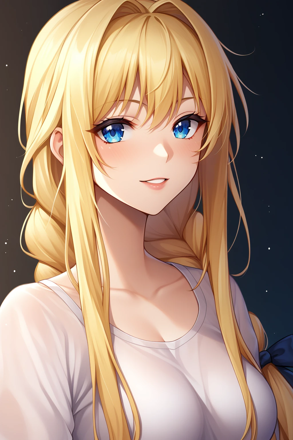 Highest quality、Very detailed、High resolution illustrations、Ultra-high-definition CG、８k size wallpaper、Production art、Light Novel Illustration、alice zuberg, bangs, blue eyes, blonde hair, hair between eyes, very long hair, braid,