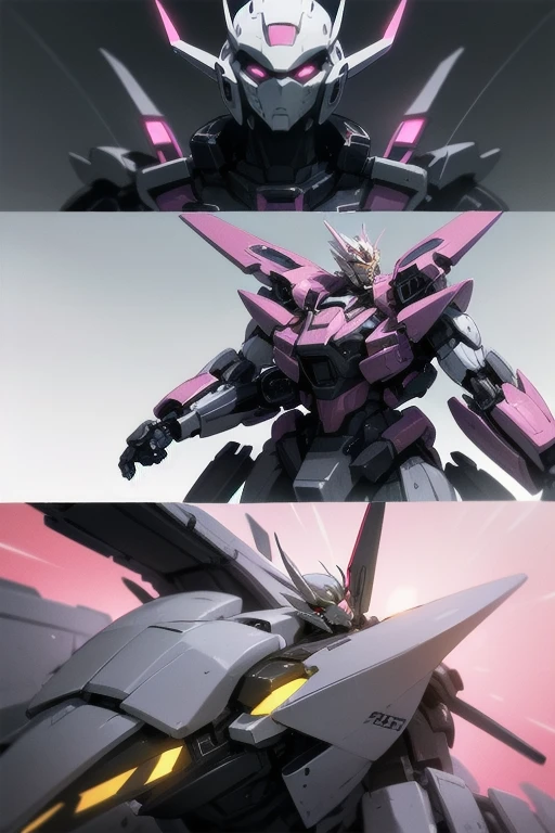 A man in his fifties with pink and white hair and a pink and white helmet, Detailed digital anime art, Best anime 4k konachan wallpaper, アニメMecha aesthetics, Highly detailed digital art in 4K, robot mech woman dragon head, Wallop and Krentz Kuschaert, Highly detailed anime, Mecha aesthetics, Advanced Digital Animation Art