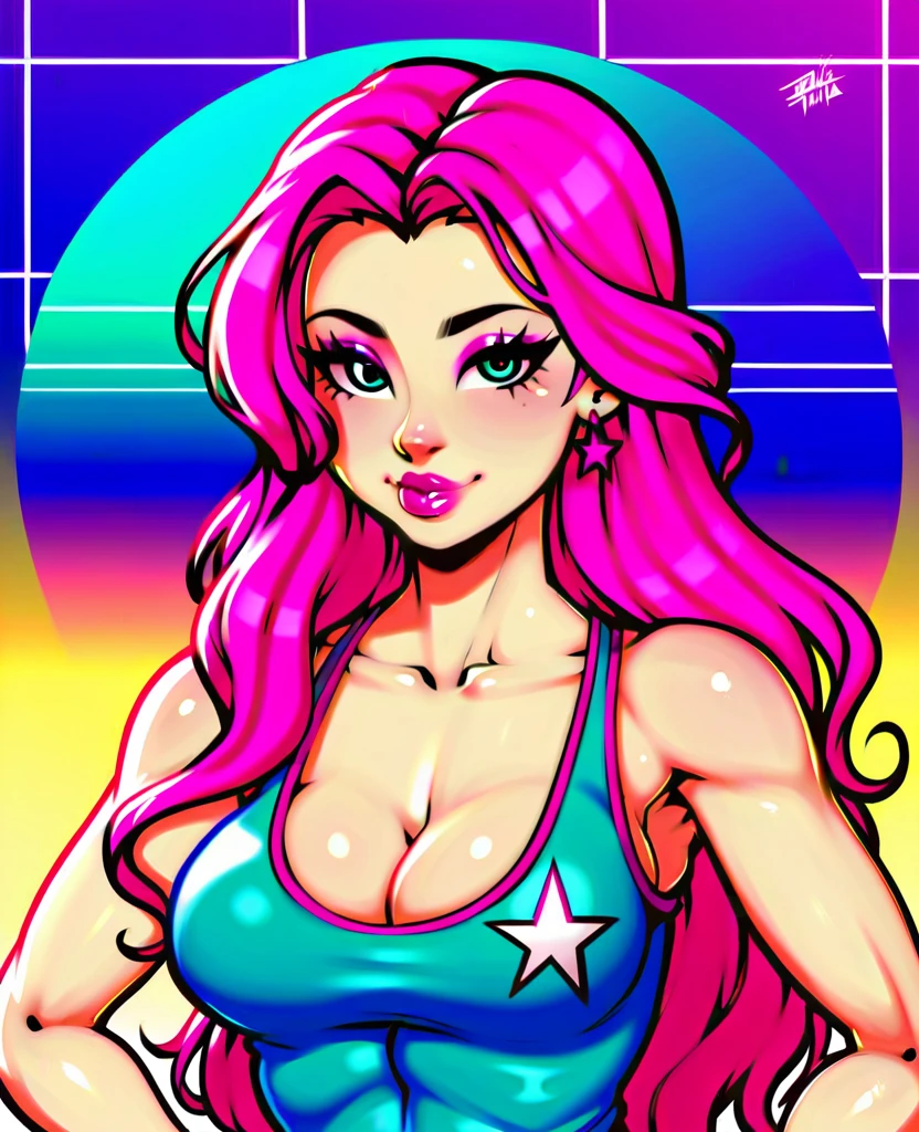xxmixgirl, (masterpiece:1.0), (highest quality:1.12), (HDR:1.0), a girl with long hair looking at viewer, with a teal background and a indigo sky, constant, vaporwave colors, a character portrait, synchronization, detailed, realistic, 8k uhd, high quality