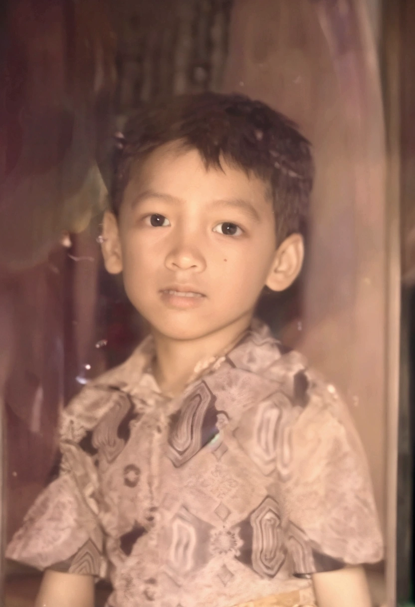 there is a young boy that is standing in front of a mirror,