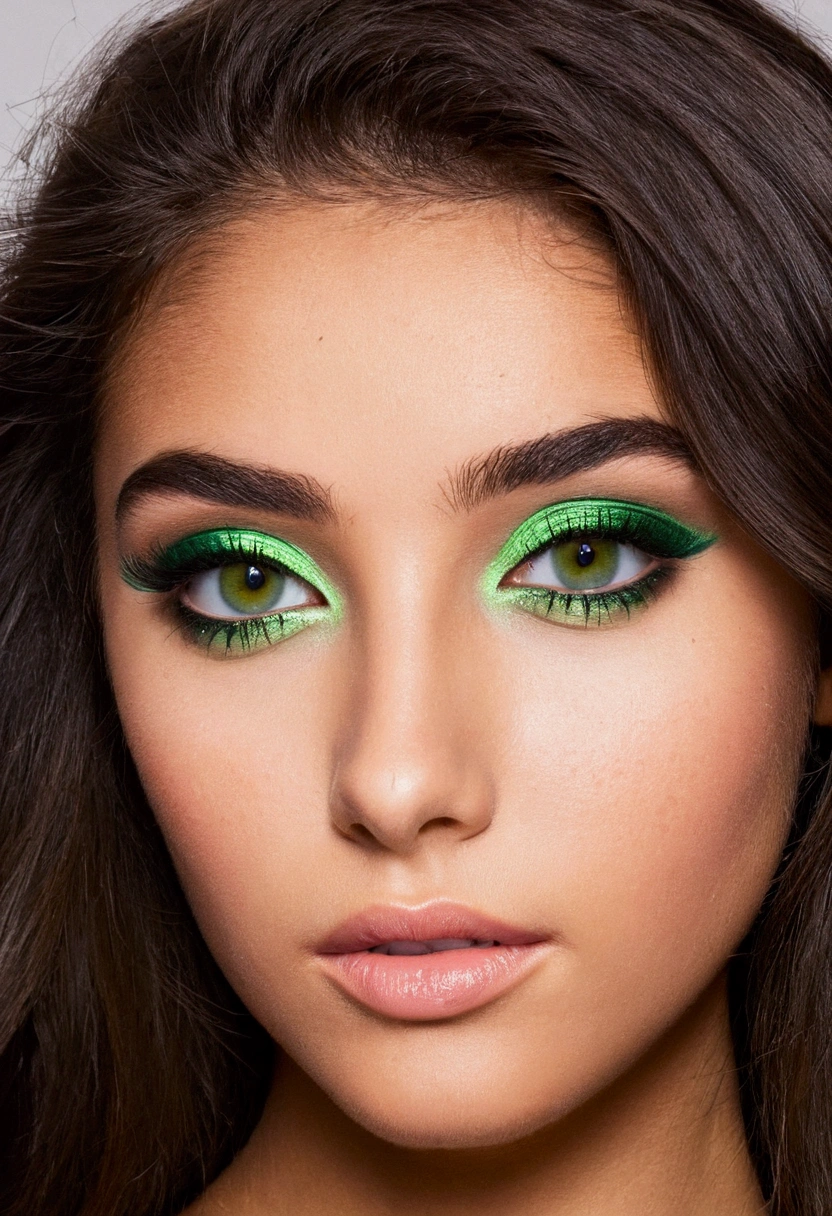 fille de 20ans, brune ,yeux vert, latina, maquillage