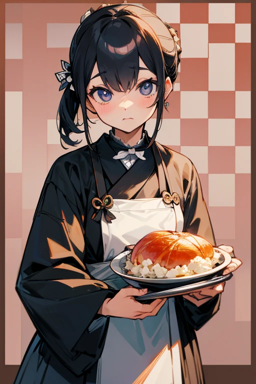 MS. cute、Taisho、Checkerboard Pattern、Beautiful Eyes、Embarrassing、(Carry dishes)