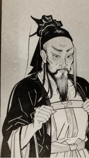 (((Three Kingdoms Monochrome)))、(((Tying up hair、Wearing a black swimming cap、Bearded young man in armour)))、（（Ancient Chinese man in armor））、（Ink Painting）、Highest quality、masterpiece、Ultra-high resolution、(Realistic:1.4)、Game Poster、The Three Bearded Men of the Kingdom,Oriental、As seen in the Romance of the Three Kingdoms々military commander、Crisp and beautiful image quality ,(Skin of color)、 gloves, Long trousers, (Very detailed, bloom:1.5), (Highest quality, Concept Art, 4K), (analog:1.2), (high sharpness), (Detailed pupil:1.1),,Detailed face and eyes, masterpiece, Highest quality, (Very detailed:1.1), 8k, photoRealistic, (PurerosFace_v1:0.2), [:(Detailed face:1.2):0.2], sharp,Realistic Shadow, 