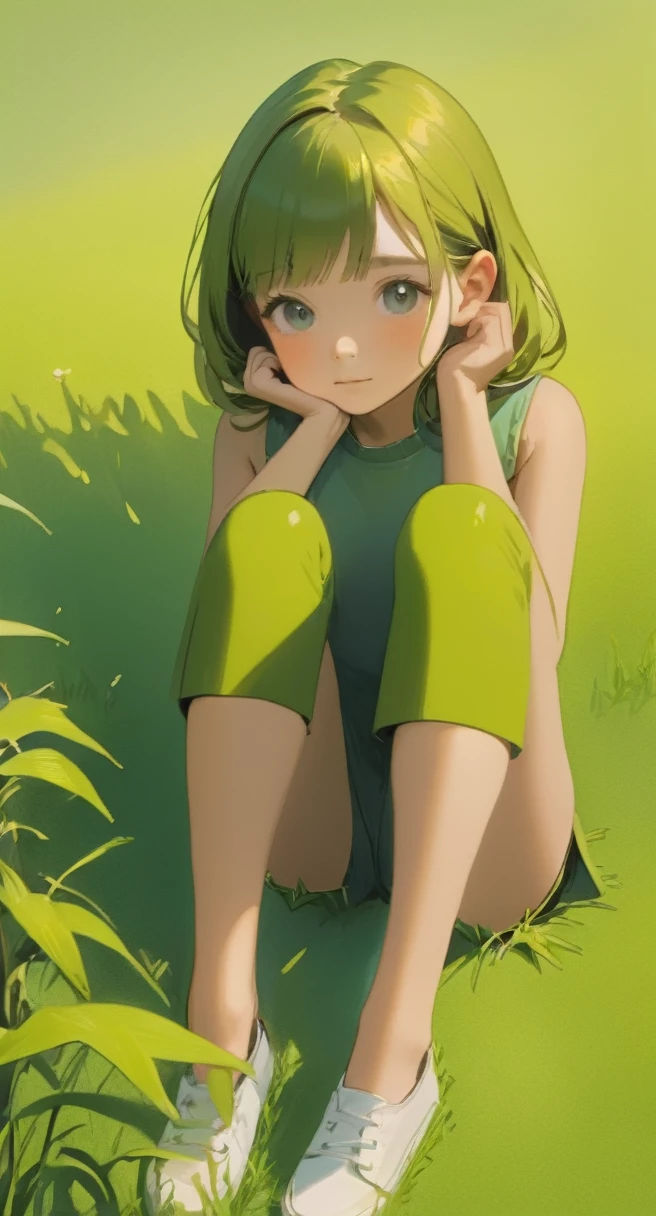 Girl sitting on grass