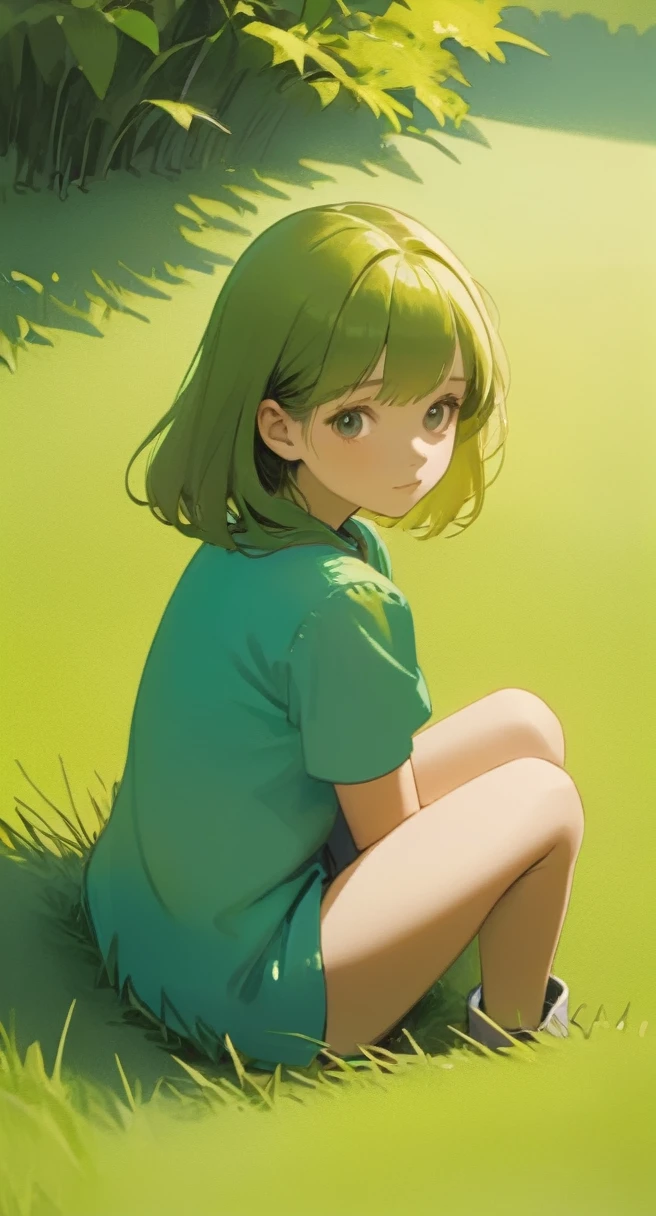 Girl sitting on grass