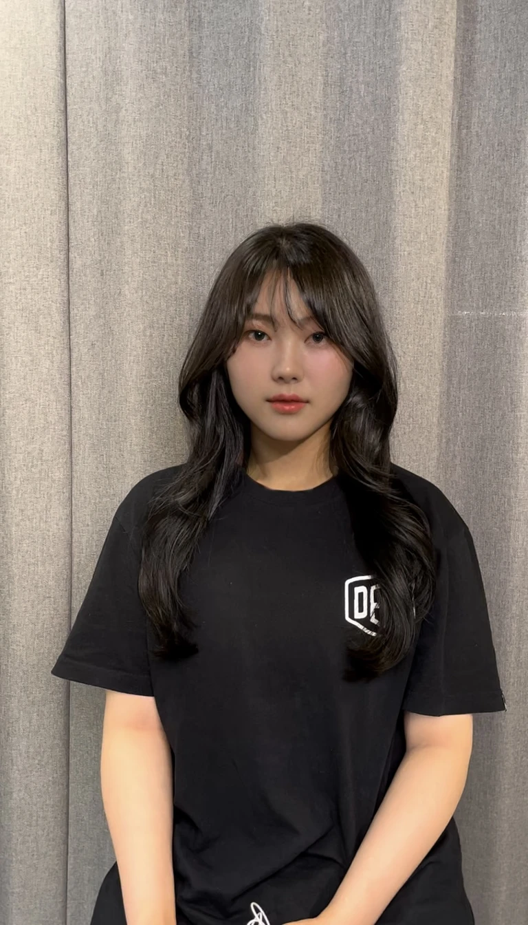 Best Quality, 8k, Masterpiece, (Portrait: 1.3), (photo realistic:1.4), (hyper realistic:1.4), Sharp Focus, looking at viewer, (smoother lighting:1.1), (increase cinematic lighting quality:0.9), realistic lighting, backlighting, light on face, ray trace, (brightening light:1.2), (Increase quality:1.4), sharp detail, (best quality real texture skin:1.4), finely detailed eyes, black_eyes, finely detailed face, 25 year old Korean woman