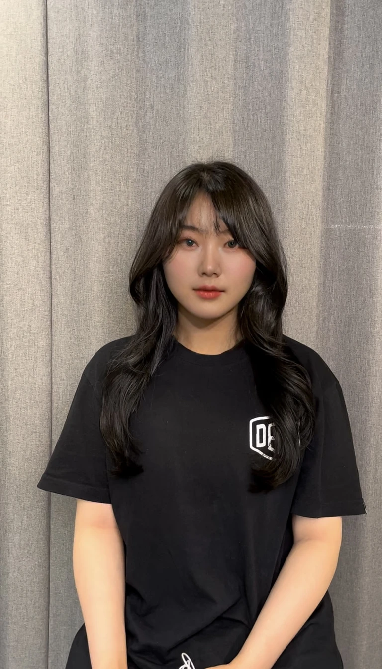 Best Quality, 8k, Masterpiece, (Portrait: 1.3), (photo realistic:1.4), (hyper realistic:1.4), Sharp Focus, looking at viewer, (smoother lighting:1.1), (increase cinematic lighting quality:0.9), realistic lighting, backlighting, light on face, ray trace, (brightening light:1.2), (Increase quality:1.4), sharp detail, (best quality real texture skin:1.4), finely detailed eyes, black_eyes, finely detailed face, 25 year old Korean woman