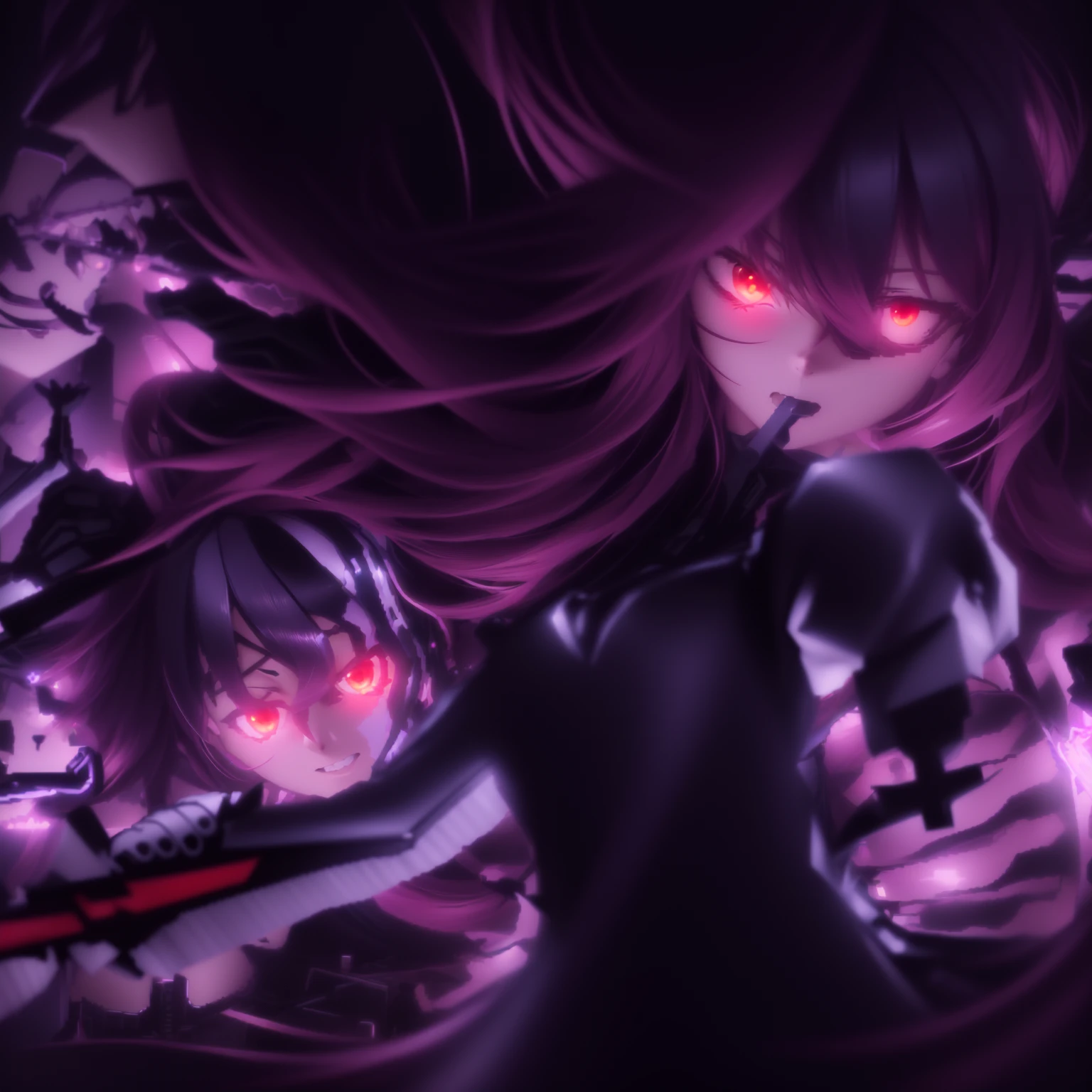 Cartoon characters standing in a row with lights on, Amazing anime 8k, Anime Styled 3d, Threatening!, Hell's Tactical Team, Gap Moe Yandere Grimdark, epic Anime Style, Anime Style. 8k, anime shot, Stylized anime, Anime Style 4 k, PC Screenshots, 2D CG, photograph, Bullet Hell, trigger anime art style