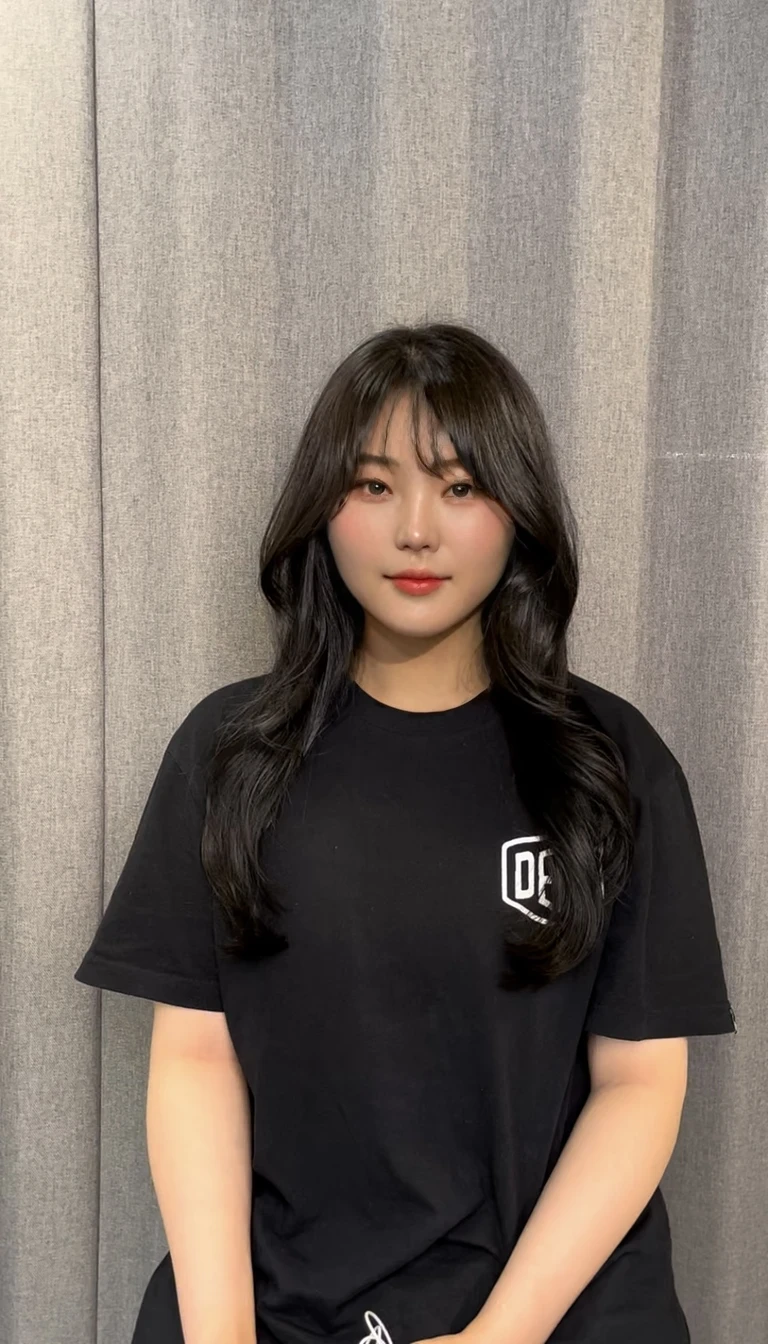 Best Quality, 8k, Masterpiece, (Portrait: 1.3), (photo realistic:1.4), (hyper realistic:1.4), Sharp Focus, looking at viewer, (smoother lighting:1.1), (increase cinematic lighting quality:0.9), realistic lighting, backlighting, light on face, ray trace, (brightening light:1.2), (Increase quality:1.4), sharp detail, (best quality real texture skin:1.4), finely detailed eyes, black_eyes, finely detailed face, 25 year old Korean woman