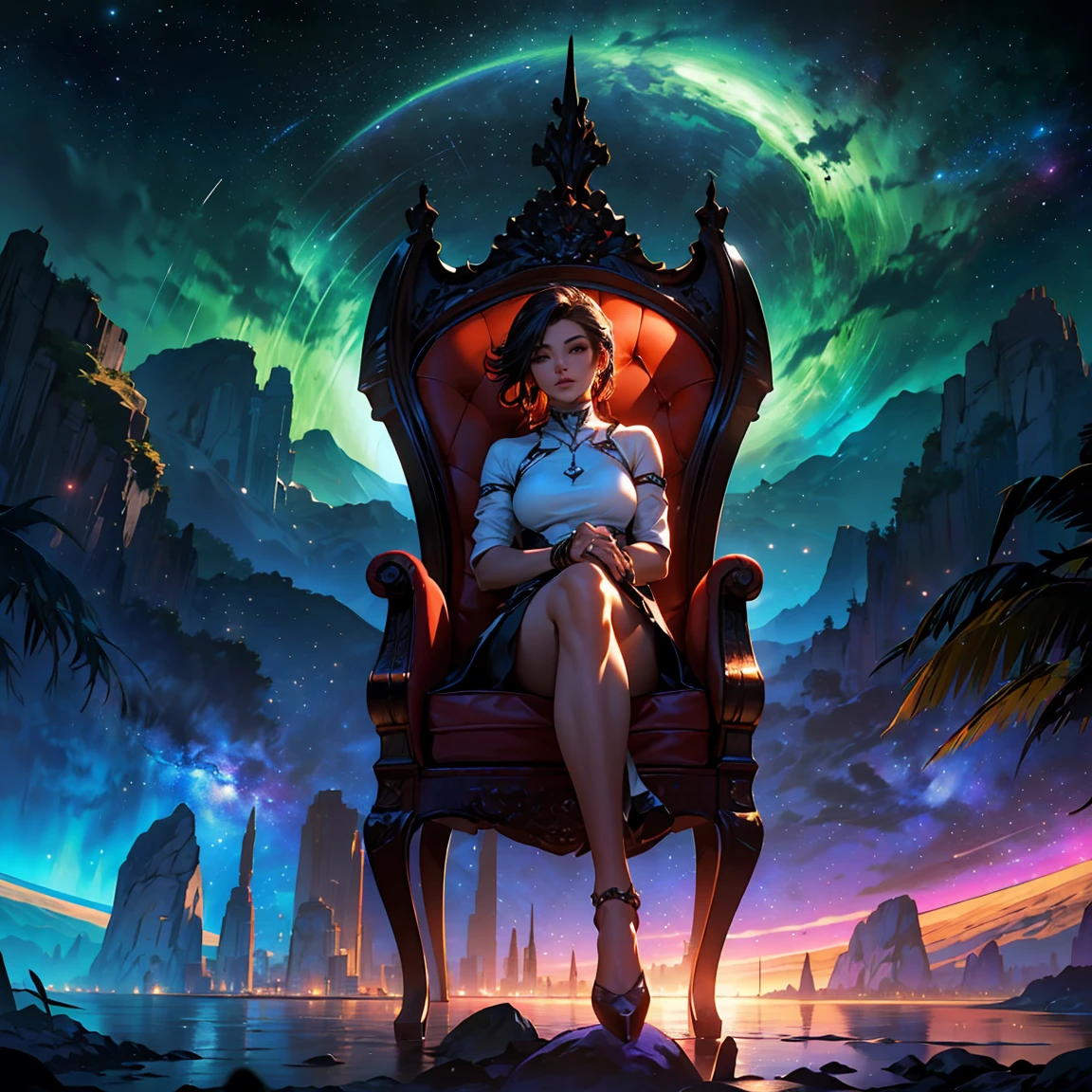 (Highest quality, 4K, 8k, High resolution, masterpiece:1.2), Very detailed, (Realistic, photoRealistic, photo-Realistic:1.37), Luxury Space Resort Hotel, Very detailed風景, Nice views, Shimizu, An amazing young and mysterious figure, Goddess of space and time, Direct rotational energy, Space Goddess, Relaxing lounge area, Impeccable service, Delicious cocktails, Fine dining with panoramic views of the galaxy, Quiet and tranquil atmosphere, romantic, Soft and warm ambient lighting, rich and vivid colors, Luxury and sophistication, Space Girl, Star Fairy, A futuristic space resort landscape, 超Realistic,Highest quality