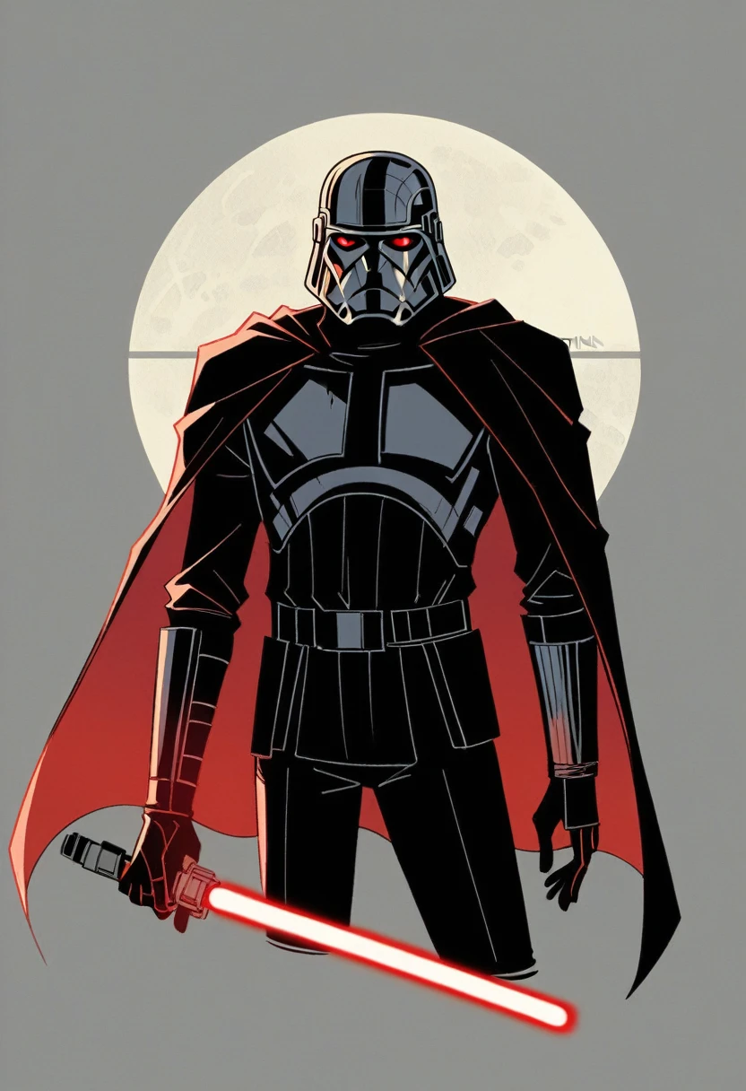 A inquisitor, sith with red lightsaber, concept art, stranger, fighter, star wars style, black and silver heavy armor, heavy helmet darth vader style, frank frazetta style, alone, alien ambient, frank frazetta style